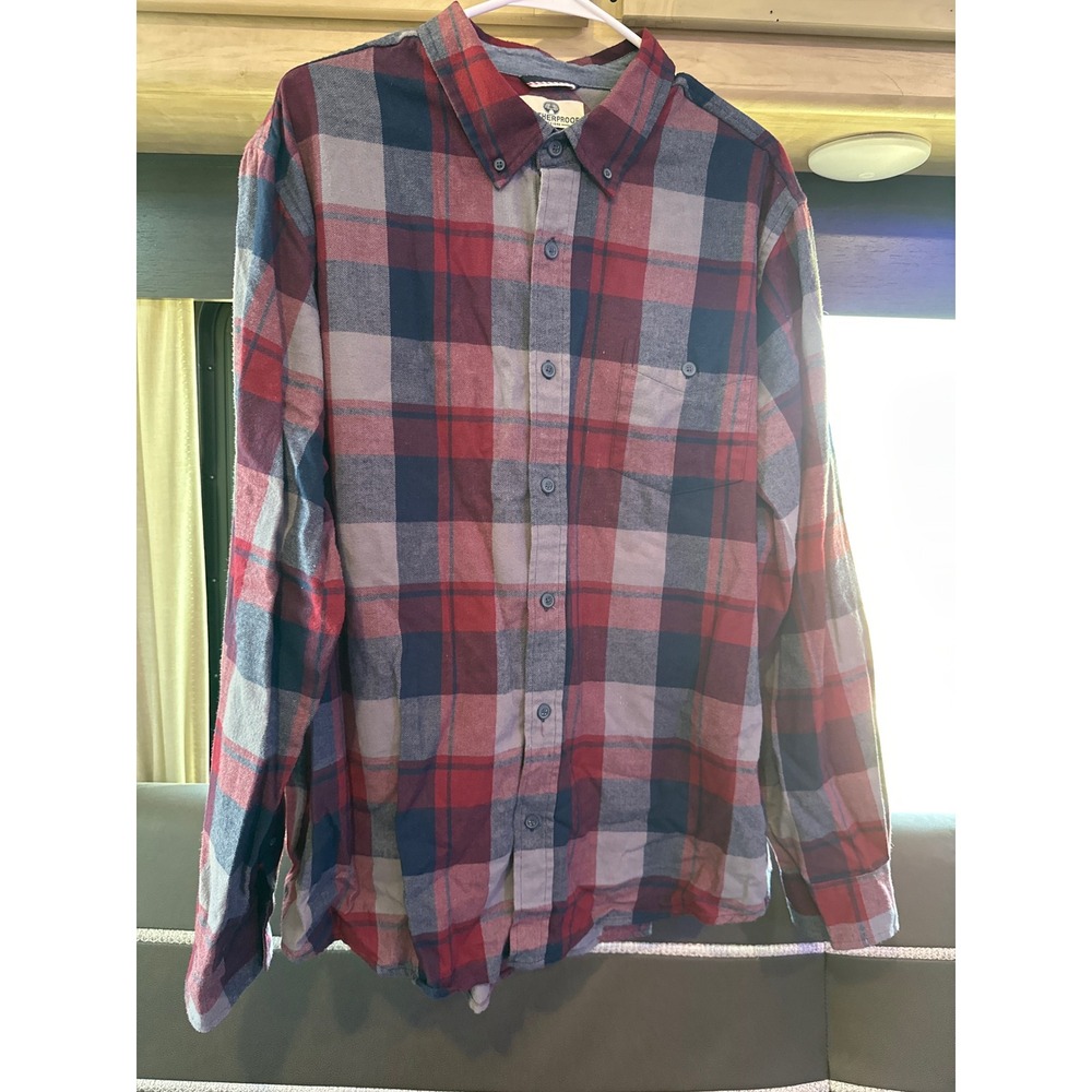 Weatherproof Mens XXL Plaid Flannel Button Down Shirt Red Navy Grey Long Sleeve